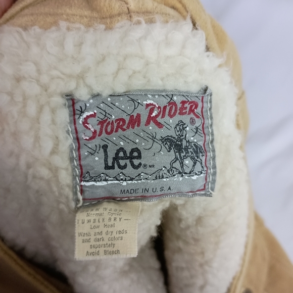 LEE Vintage 70's Suede Sherpa Winter Tan Brown Sleeveless Button-Up Vest(#1,531) - Picture 3 of 10